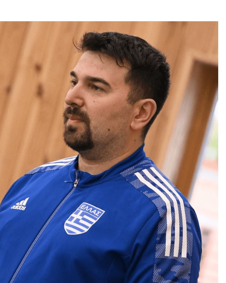 Giannis Notaras coaching in Greek national team kit